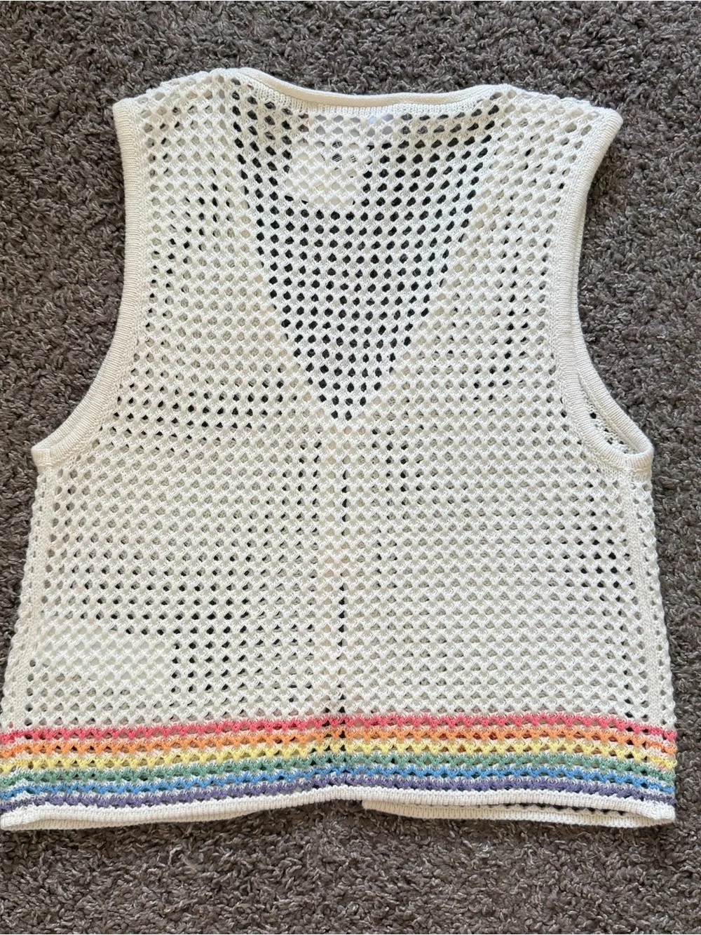 NWT Abercrombie Pride Trevor Project Rainbow Crochet Vest - Picture 3 of 3